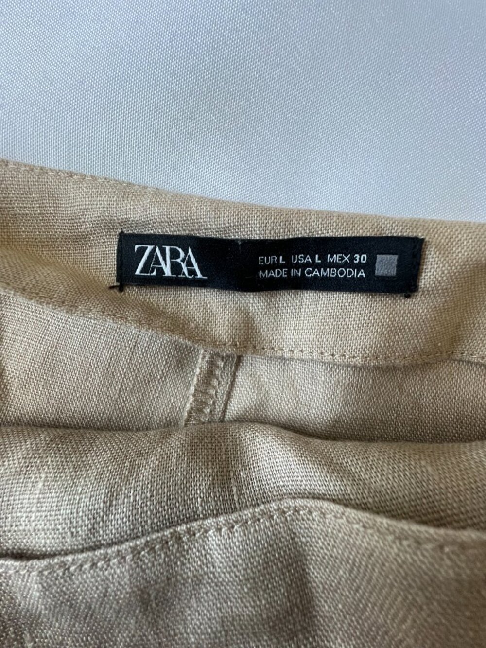 100% Linen Zara Wrap Midi Skirt Womens Size Large Tan Beige Vacation Summer - Picture 4 of 15